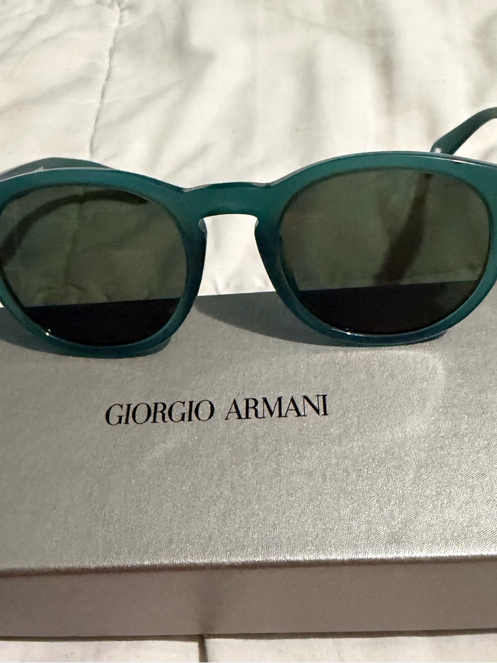 Giorgio Armani Teal Frame Sunglasses with Dark Green Lenses